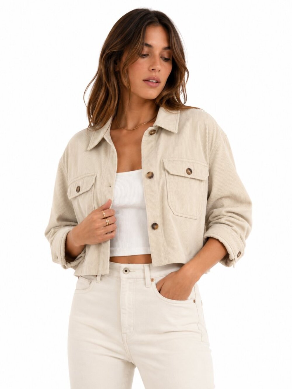 Anthro Avec Les Filles Cropped Corduroy Utility Jacket